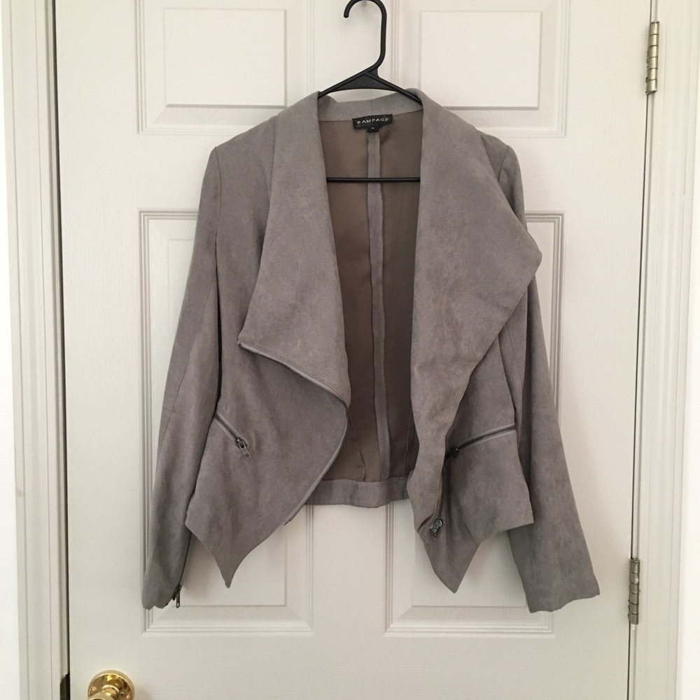 Gray Suede Bomber Blazer